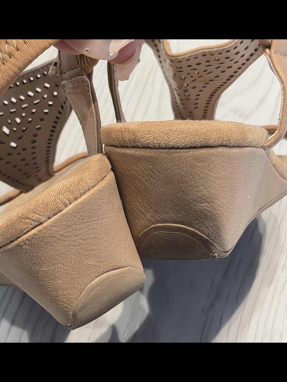 Alfani Tan Perforated T-strap Slingback Sandals - Picture 3 of 4